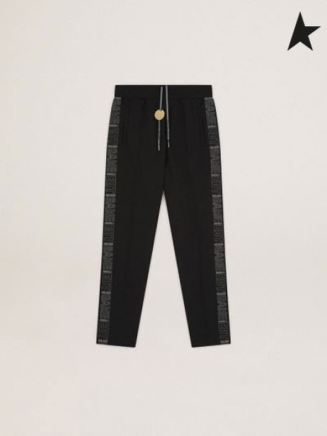 Golden Goose Game EDT Capsule collection joggers in black with logoed strips on the sides black