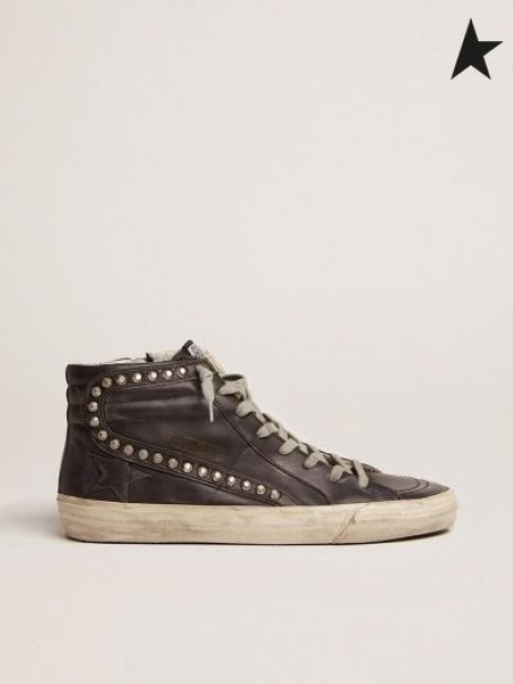 Golden Goose sneakers in metal studded leather black