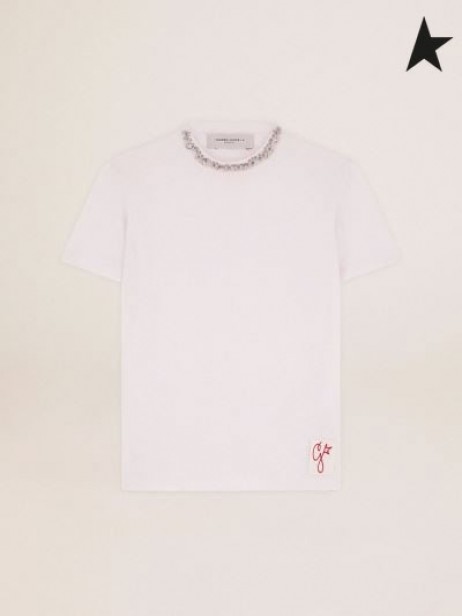 Golden Goose Golden collection T-shirt in white with cabochon crystals white