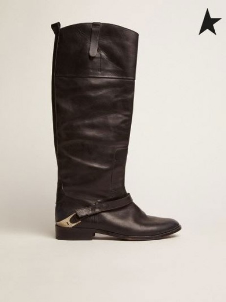 Golden Goose Charlie boots in black leather with clamp on the heel black sneakers