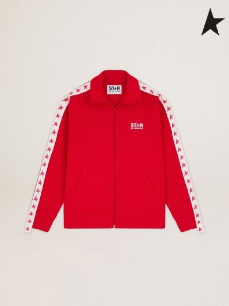 Golden Goose Red Denise Star collection zipped sweatshirt with red stars red