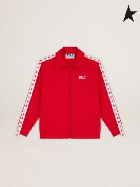 Golden Goose Red Denis Star collection zipped sweatshirt with red stars red