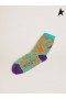 Golden Goose Turquoise, orange and purple socks with leopard and zebra print and purple star on the back turquoise orange purple