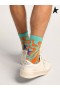 Golden Goose Turquoise, orange and purple socks with leopard and zebra print and purple star on the back turquoise orange purple