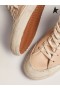 Golden Goose Penstar sneakers in pale salmon-colored nappa leather with black leather star and silver laminated leather flash red black silver
