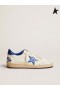 Golden Goose Ball Star sneakers in white nappa leather with light blue laminated leather star and heel tab white light blue