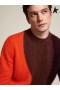 Golden Goose Three-color wool Journey collection Donnel sweater dark brown orange