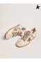 Golden Goose Ball Star sneakers in white nappa leather with smoky gray holographic inserts and black lettering on the sole white