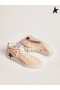 Golden Goose Penstar sneakers in pale salmon-colored nappa leather with black leather star and silver laminated leather flash red black silver