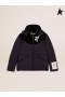 Golden Goose Golden collection padded jacket in dark blue nylon and black cotton corduroy dark blue black