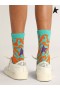Golden Goose Turquoise, orange and purple socks with leopard and zebra print and purple star on the back turquoise orange purple