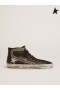 Golden Goose sneakers in black leather with leopard-print pony skin heel tab, black