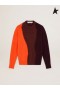 Golden Goose Three-color wool Journey collection Donnel sweater dark brown orange