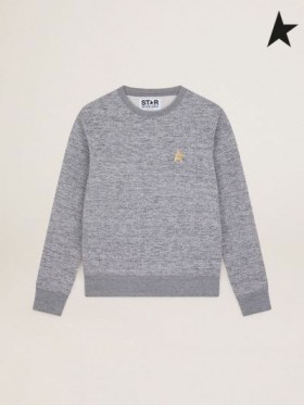 Golden Goose Melange gray Athena Star collection sweatshirt with gold star on the front gray