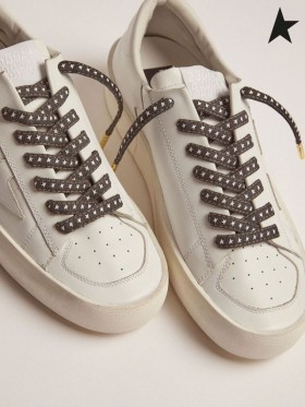 Golden Goose denim laces with white stars white