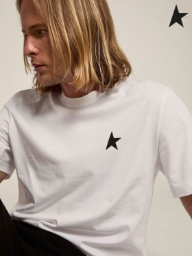 Golden Goose White Star collection T-shirt with black star on the front white