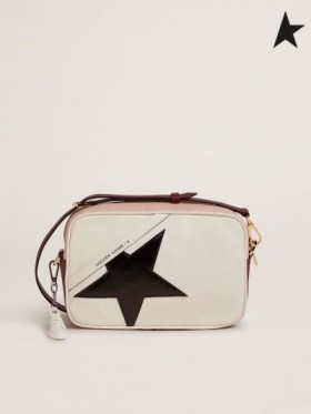 Golden Goose White and pink Star Bag with black patent leather star white pink