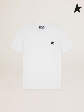 Golden Goose White Star collection T-shirt with black star on the front white