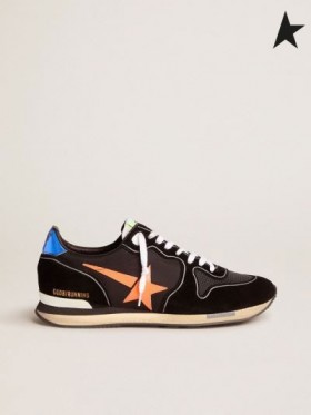Golden Goose Black Running Shoes sneakers with fluorescent orange star black Fluorescent orange