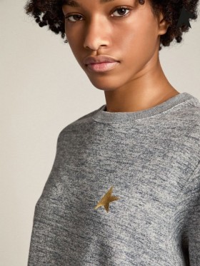 Golden Goose Melange gray Athena Star collection sweatshirt with gold star on the front gray