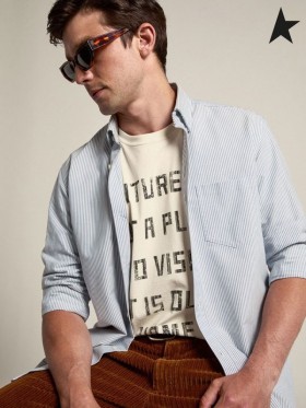 Golden Goose White Journey collection T-shirt with contrasting black lettering on the front white