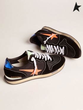 Golden Goose Black Running Shoes sneakers with fluorescent orange star black Fluorescent orange