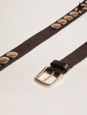 Golden Goose Black Trinidad belt in washed leather with aged silver color studs black