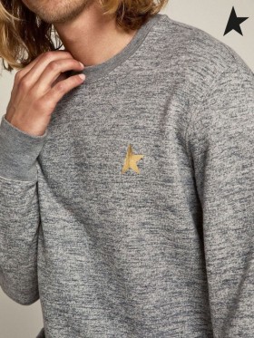 Golden Goose Melange gray Archibald Star collection sweatshirt with gold star on the front gray
