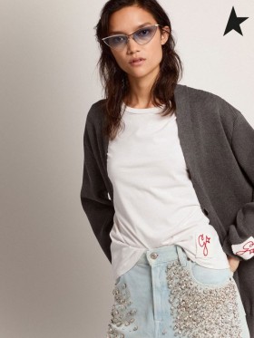 Golden Goose grey cotton cardigan with buttons dark grey