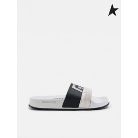 Golden Goose white Poolstars sneakers with two-colour black strap black white
