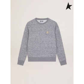 Golden Goose Melange gray Athena Star collection sweatshirt with gold star on the front gray