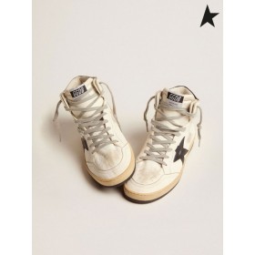 Golden Goose Sky-Star sneakers with signature on the ankle and black leather inserts white