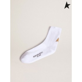 Golden Goose White Star collection socks with gold glitter star white