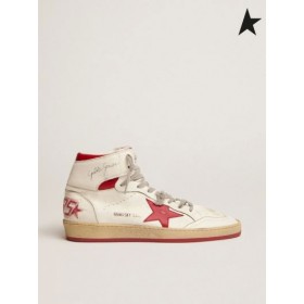 Golden Goose Sky-Star sneakers with signature on the ankle and red leather inserts white