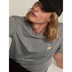 Golden Goose Melange gray Star collection T-shirt with gold star on the front gray