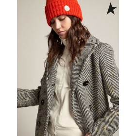 Golden Goose long grey wool coat yellow