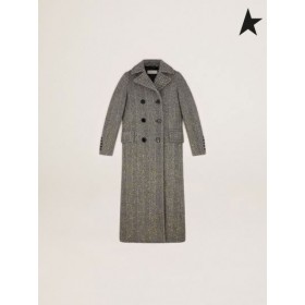 Golden Goose long grey wool coat yellow