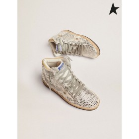 Golden Goose Sky-Star sneakers in optical white suede with all-over crystals and white nappa leather star white red silver