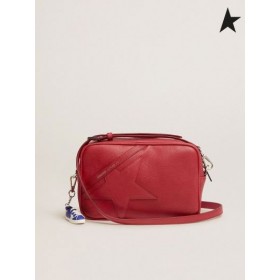 Golden Goose Star Bag with shoulder strap made of pebbled leather red