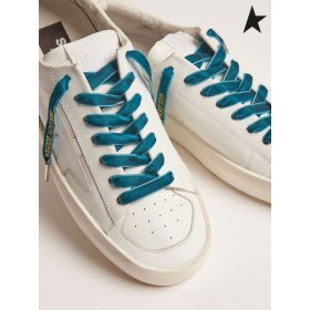 Golden Goose green velvet laces with gold logo green gold color