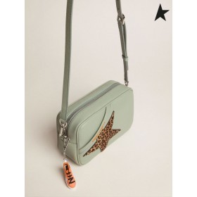 Golden Goose Sage Star Bag with leopard-print pony skin star red