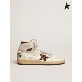 Golden Goose Sky-Star high-top sneakers in leopard-print pony skin white