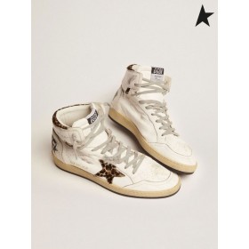 Golden Goose Sky-Star high-top sneakers in leopard-print pony skin white