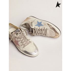 Golden Goose Ball Star sneakers in white suede with multicolored metallic leather inserts white pink blue