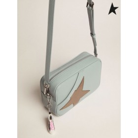 Golden Goose Aquamarine Star Bag made of hammered leather with dark silver star light turquoise