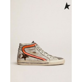 Golden Goose sneakers in crackled suede with leopard-print pony skin star grey