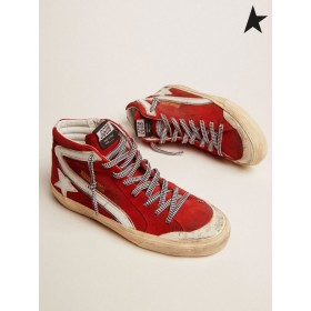 Golden Goose Penstar slippers, high suede sneakers red