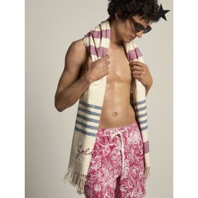 Golden Goose Elvis Golden Resort Capsule collection boxers in vintage red with contrasting white toile de jouy print red