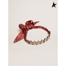 Golden Goose Star Jewelmates collection choker necklace in old gold color with decorative stars and crystals and printed scarf gold color