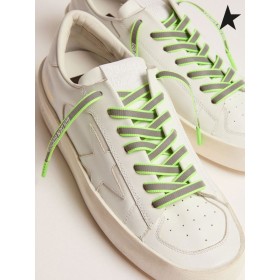 Golden Goose neon green reflective laces with logo green